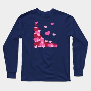 Hearts | Love | Pink | Dark Blue Long Sleeve T-Shirt
